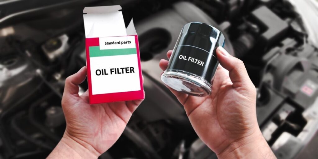 Close-up of a new oil filter for a car.