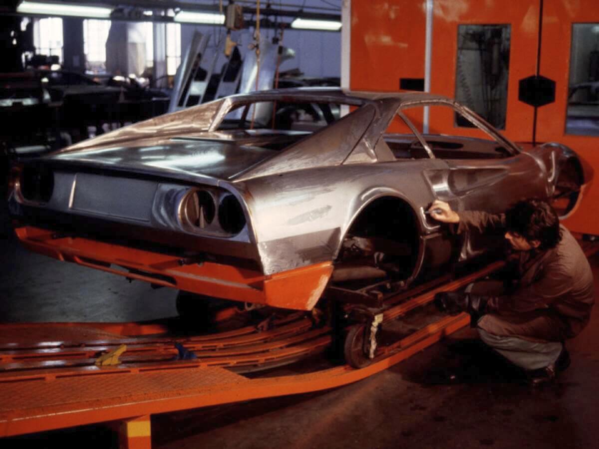 Ferrari 308 during manufacturing process