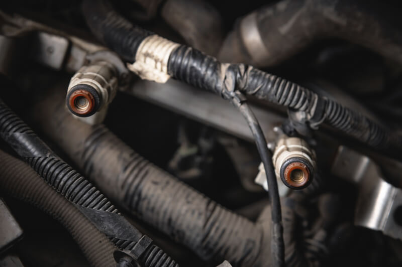old dirty injectors on fuel rail